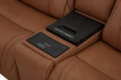 Max 6 Piece 2 Power Sectional W/ 2 Power Armless Recliner In Aline Timber Leather