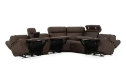 Max 6 Piece 2 Power Sectional W/ 2 Power Armless Recliner In Aline Timber Leather