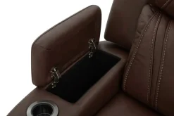 Max 6 Piece 2 Power Sectional W/ 2 Power Armless Recliner In Aline Timber Leather