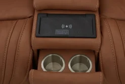 Max 6 Piece 2 Power Sectional W/ 2 Power Armless Recliner In Aline Timber Leather