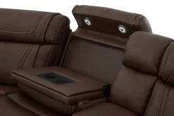 Max 6 Piece 2 Power Sectional W/ 2 Power Armless Recliner In Aline Timber Leather