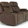 Max 2 Power Console Loveseat In Aline Timber Leather