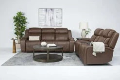 Max 2 Power Console Loveseat In Aline Timber Leather