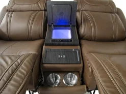 Max 2 Power Console Loveseat In Aline Timber Leather