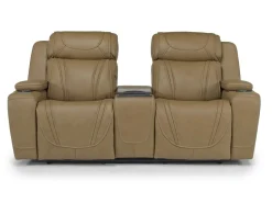 Max 2 Power Console Loveseat In Aline Timber Leather