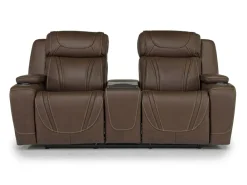 Max 2 Power Console Loveseat In Aline Timber Leather
