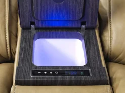 Max 2 Power Console Loveseat In Aline Timber Leather