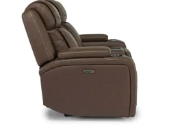 Max 2 Power Console Loveseat In Aline Timber Leather