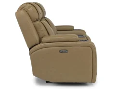 Max 2 Power Console Loveseat In Aline Timber Leather