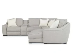 Mayflower 6 Piece 2 Power Chaise Sectional W/ Audio Console In Ashland Sand, Left Facing