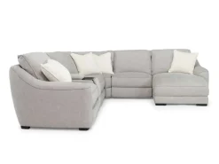 Mayflower 6 Piece 2 Power Chaise Sectional W/ Audio Console In Ashland Sand, Left Facing