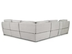 Mayflower 6 Piece 2 Power Chaise Sectional W/ Audio Console In Ashland Sand, Left Facing