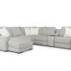 Mayflower 6 Piece 2 Power Chaise Sectional W/ 2 Power Armless Recliner & Audio Console In Ashland Sand, Left Facing
