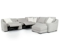 Mayflower 6 Piece 2 Power Chaise Sectional W/ 2 Power Armless Recliner & Audio Console In Ashland Sand, Left Facing
