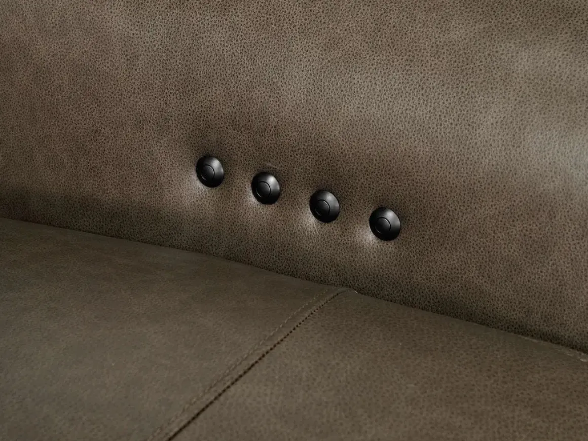 Mayflower 6 Piece 2 Power Chaise Sectional W/ Audio Console In Seville Umber Leather, Left Facing