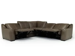 Mayflower 5 Piece 2 Power Sectional In Seville Umber Leather