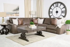 Mayflower 5 Piece 2 Power Sectional In Seville Umber Leather