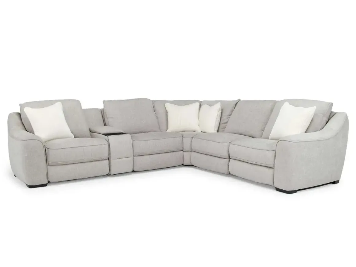 Mayflower 6 Piece 2 Power Sectional W/ Audio Console In Ashland Sand
