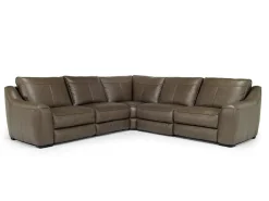 Mayflower 5 Piece 2 Power Sectional W/ 2 Power Armless Recliner In Seville Umber Leather