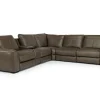 Mayflower 6 Piece 2 Power Sectional W/ 2 Power Armless Recliner & Audio Console In Seville Umber Leather