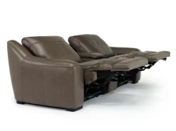 Mayflower 2 Power Audio Console Loveseat In Seville Umber Leather