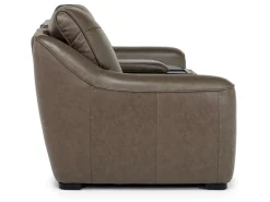 Mayflower 2 Power Audio Console Loveseat In Seville Umber Leather