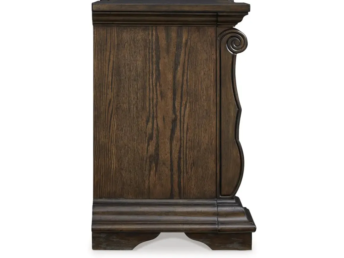 Maylee 2 Drawer Charging Nightstand In Dark Brown