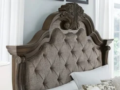 Maylee Upholstered Panel Bed In Dark Brown, Queen