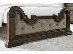 Maylee Upholstered Panel Bed In Dark Brown, Queen