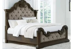 Maylee Upholstered Panel Bed In Dark Brown, Queen
