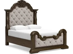 Maylee Upholstered Panel Bed In Dark Brown, Queen