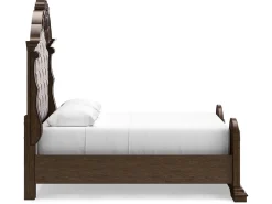 Maylee Upholstered Panel Bed In Dark Brown, Queen