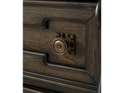 Maylee Upholstered Panel Bed, Dresser, Mirror & Nightstand In Dark Brown, Queen