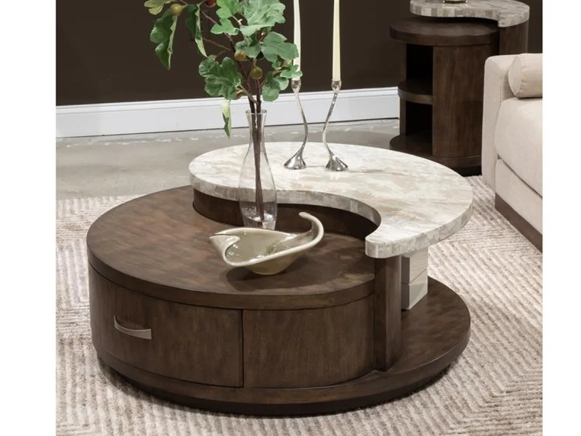 Mcpherson Round Coffee Table In Burnt Umber