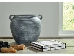 Meadie Tall Vase In Distressed White