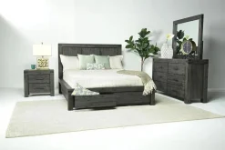 Meadow Panel Storage Bed, Dresser, Mirror & Nightstand In Gray, Full