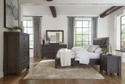 Meadow Panel Storage Bed, Dresser, Mirror & Nightstand In Gray, Full