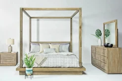 Melbourne Canopy Bed In Mineral, Queen