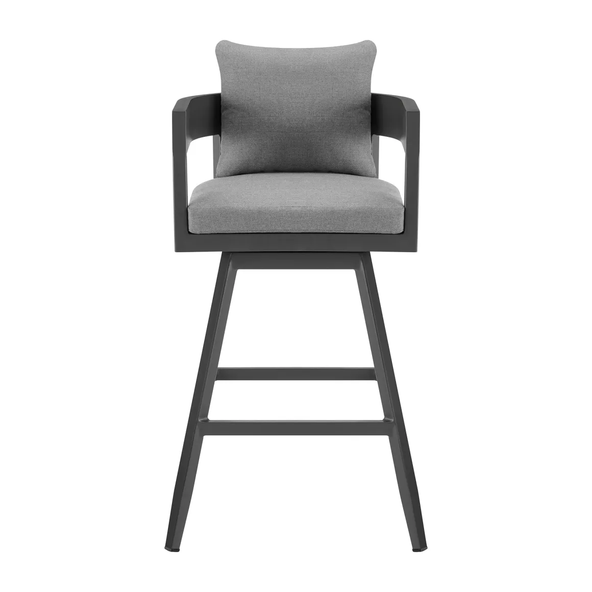 Menorca Outdoor Counter Height Swivel Stool In Dark Gray