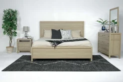 Merrifield Panel Bed, Dresser, Mirror & Nightstand In Pecan Sandy, Twin