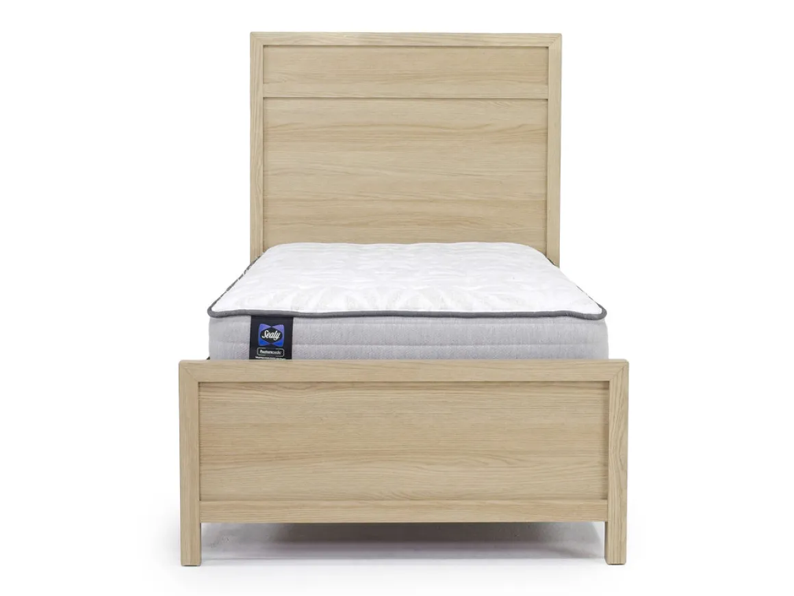 Merrifield Panel Bed, Dresser, Mirror & Nightstand In Pecan Sandy, Twin