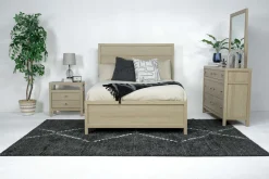 Merrifield Panel Bed, Dresser, Mirror & Nightstand In Pecan Sandy, Twin