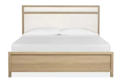 Merrifield Upholstered Bed, Dresser, Mirror & Nightstand In Raisin Black, Twin