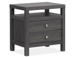 Merrifield Upholstered Bed, Dresser, Mirror & Nightstand In Raisin Black, Twin