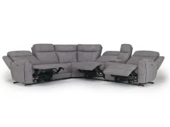 Mia 6 Piece 2 Power Sectional W/ 2 Power Armless Recliner In Gray