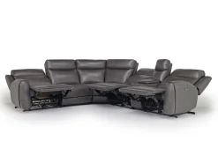 Mia 6 Piece 2 Power Sectional W/ 2 Power Armless Recliner In Gray