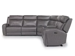Mia 6 Piece 2 Power Sectional W/ 2 Power Armless Recliner In Gray
