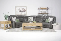 Mia 6 Piece 2 Power Sectional W/ 2 Power Armless Recliner In Gray