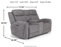 Mia 2 Power Console Loveseat In Gray