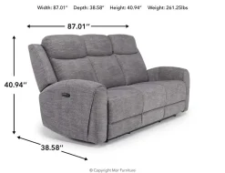 Mia 2 Power Sofa In Gray
